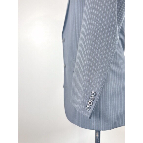 HUGO BOSS Mens Blazer Gray Pinstripe Two Button Sport Coat Suit Jacket Slim 40L - Picture 6 of 9